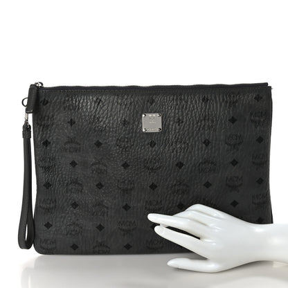 MCM Visetos Liz Shopper Tote Pouch Phantom Grey 2 of 6