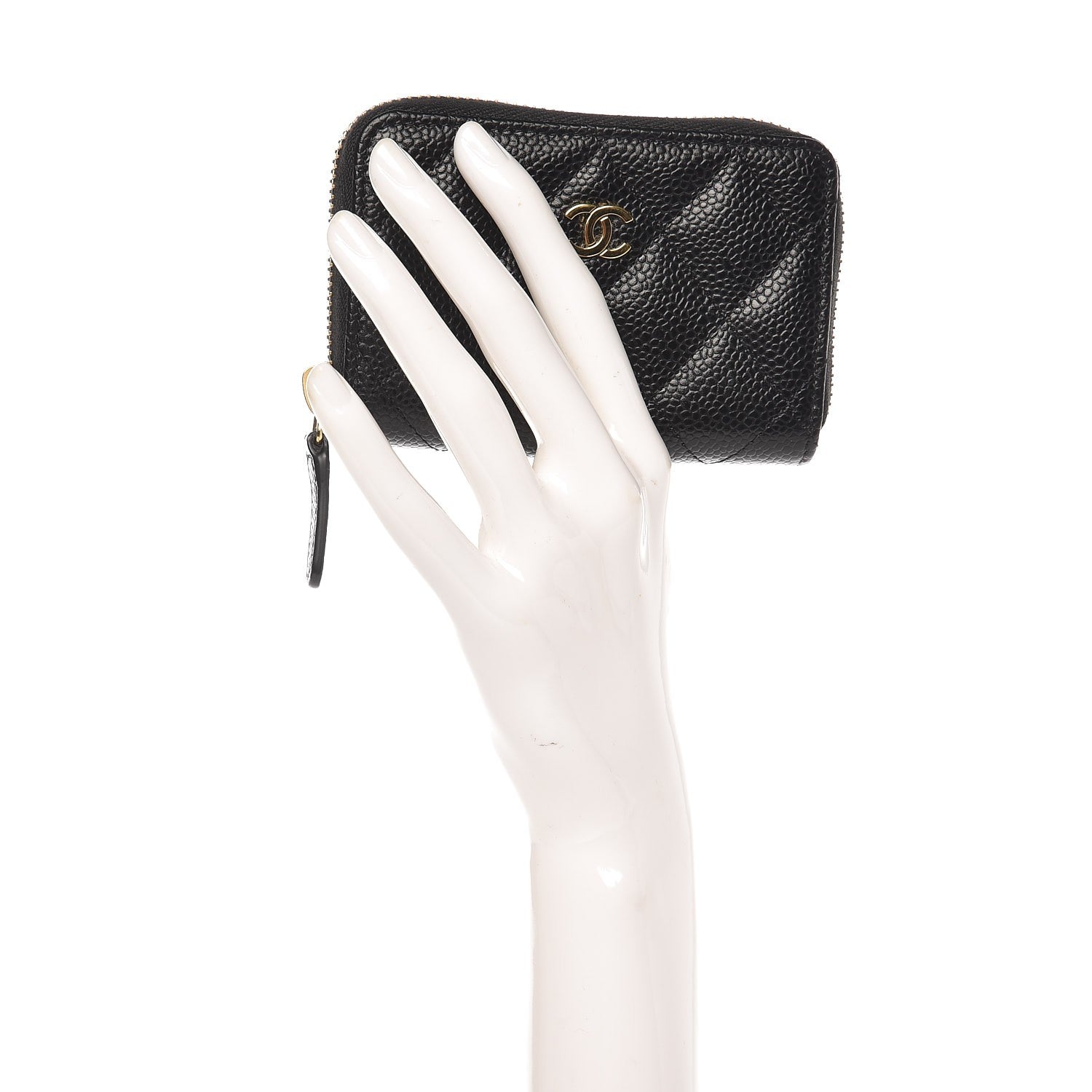 Chanel Caviar Quilted Zip Coin Purse Black 2 of 8
