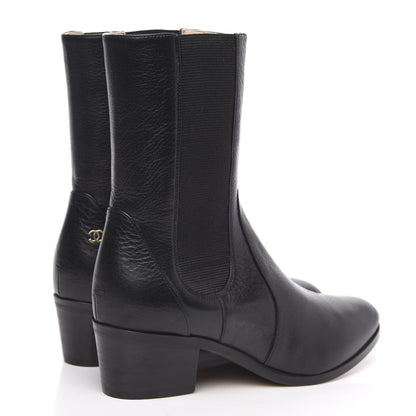 Chanel Calfskin Elastic Short Boots 35.5 Black 4 of 9