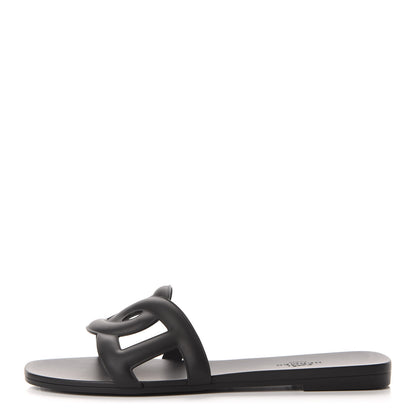 Hermes Rubber Aloha Sandals 37 Black 1 of 10