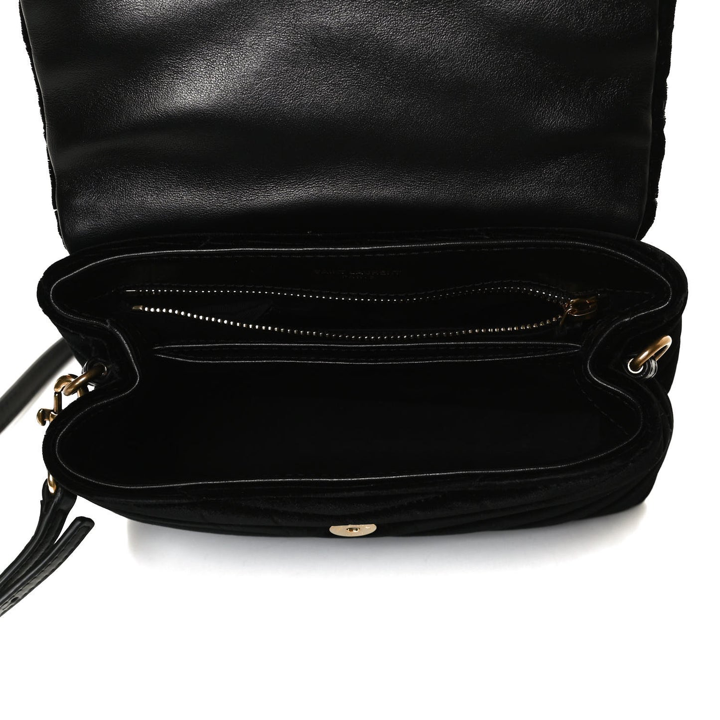Velvet Y Quilted Monogram Toy Loulou Chain Satchel French Black