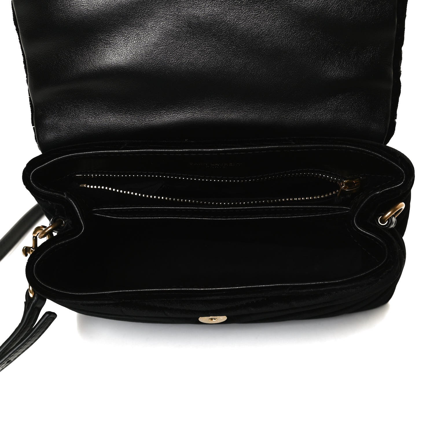 Saint Laurent Velvet Y Quilted Monogram Toy Loulou Chain Satchel French Black 5 of 13