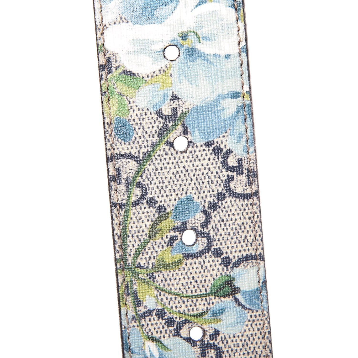 Gucci GG Plus Monogram Blooms Plaque Belt 85 34 Blue 5 of 6