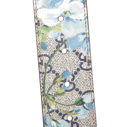 Gucci GG Plus Monogram Blooms Plaque Belt 85 34 Blue 5 of 6