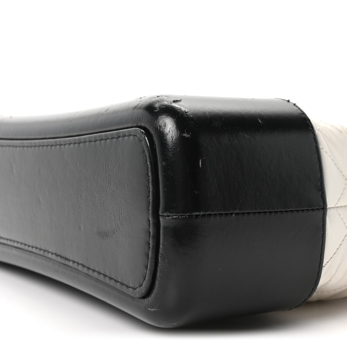 Aged Calfskin Quilted Large Gabrielle Hobo White Black