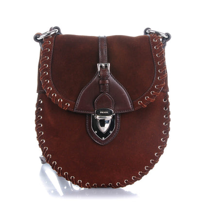 Prada Suede Scamosciato Tassel Crossbody Brown 1 of 7