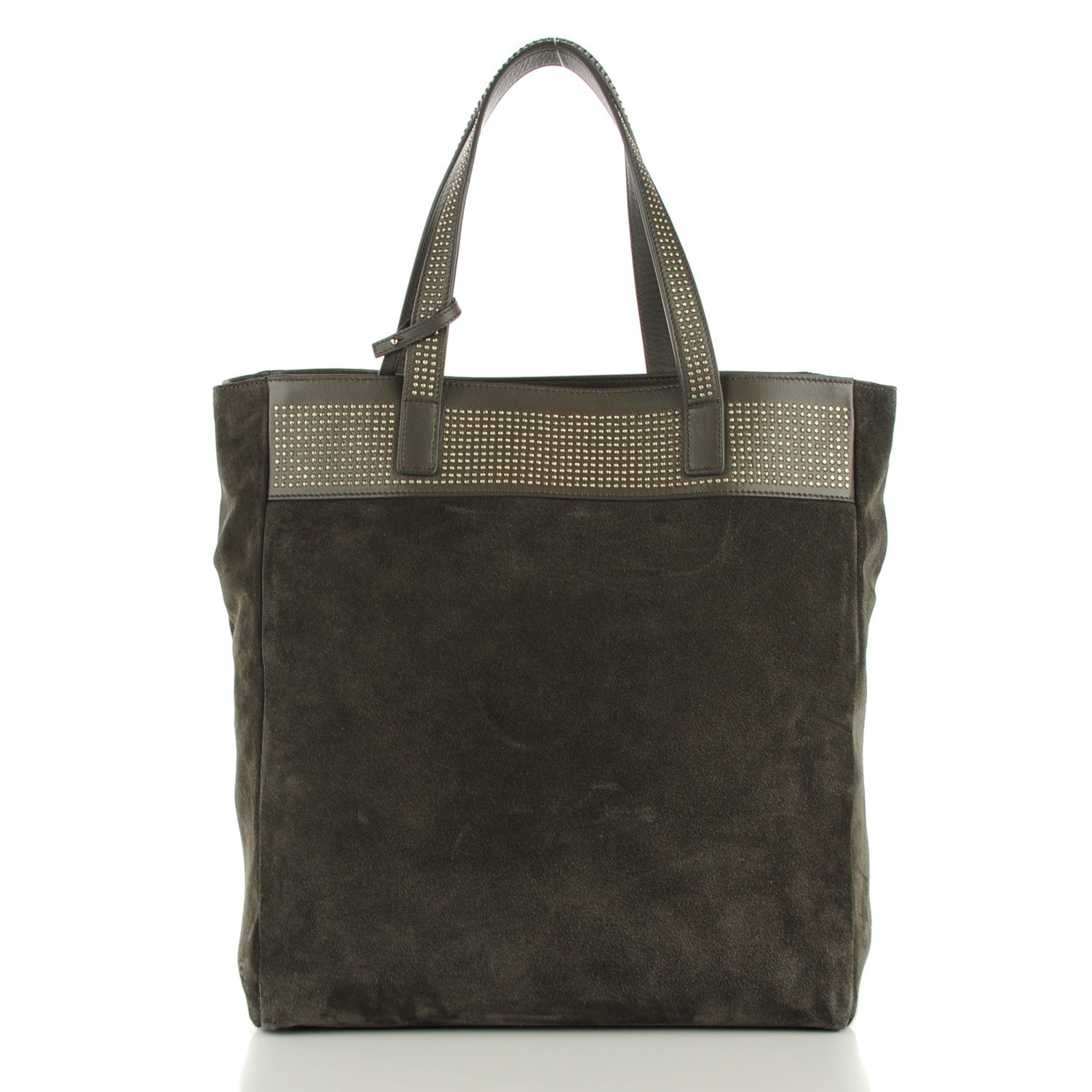 Saint Laurent Suede Studded North South Shopper Tote Earth 1 of 9