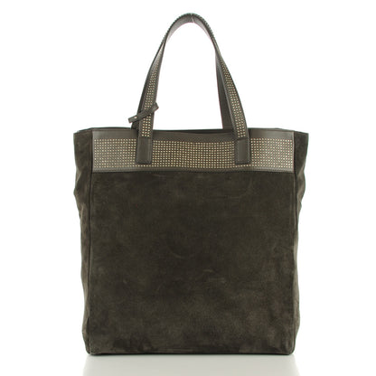 Saint Laurent Suede Studded North South Shopper Tote Earth 1 of 9