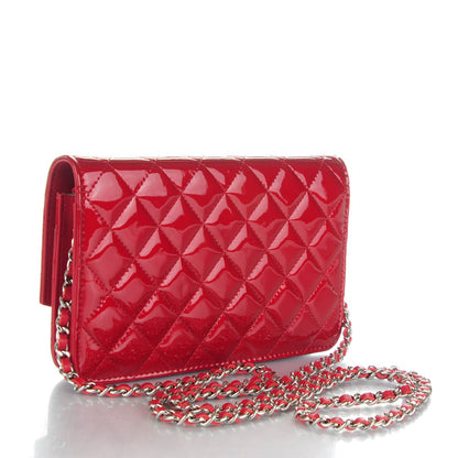 Chanel Patent Quilted Brilliant Wallet On Chain WOC Red 3 of 7