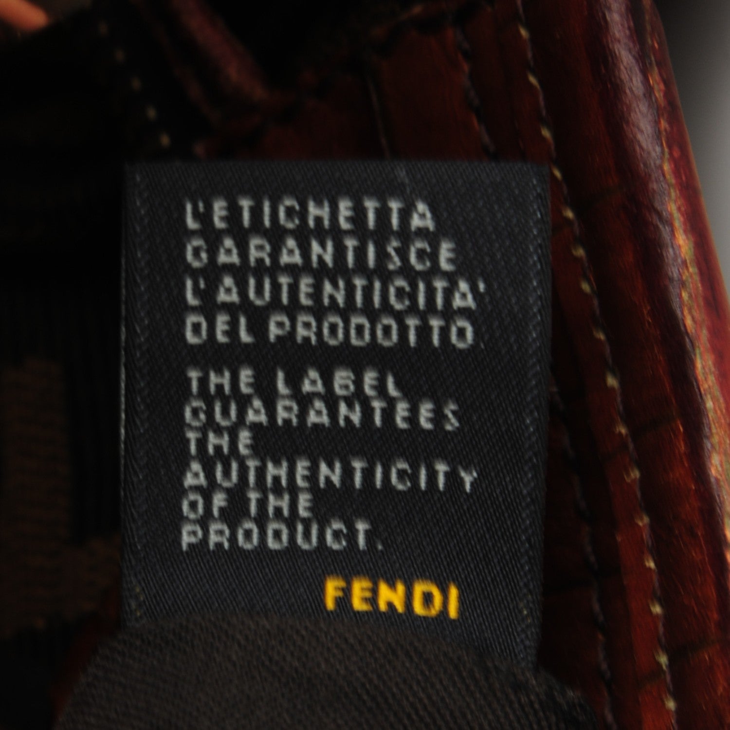 Fendi Zucca Calfskin Crocodile Embossed Large Chef Shopper Tote Tobacco 9 of 10