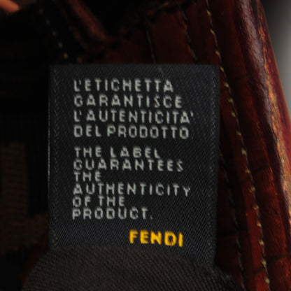 Fendi Zucca Calfskin Crocodile Embossed Large Chef Shopper Tote Tobacco 9 of 10
