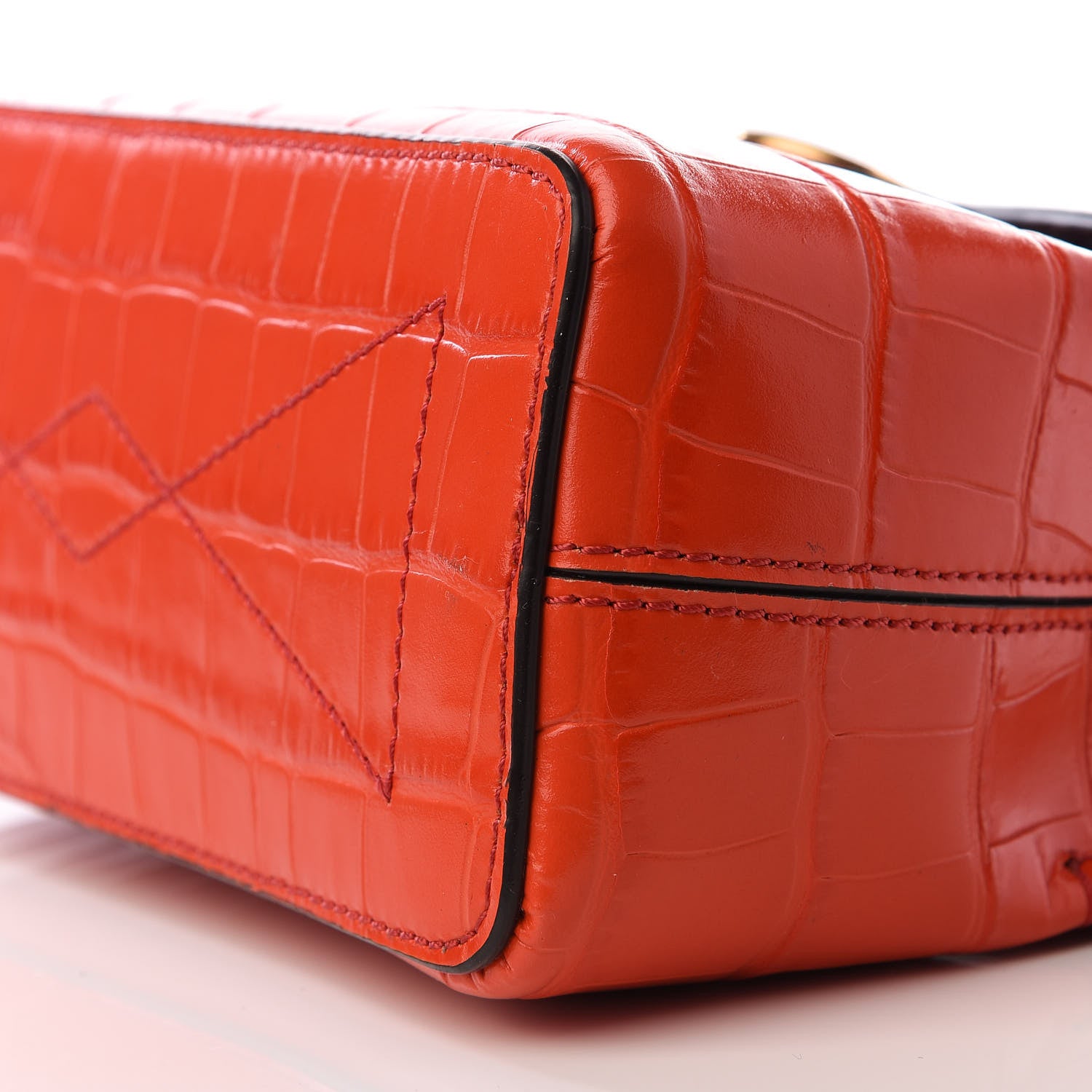 Mulberry Shiny Croc Calfskin Embossed Micro Seaton Hibiscus Red 7 of 8