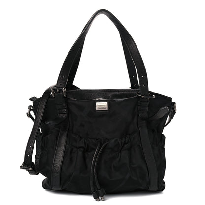 Burberry Nylon Tonal Check Drawstring Tote Black 1 of 18