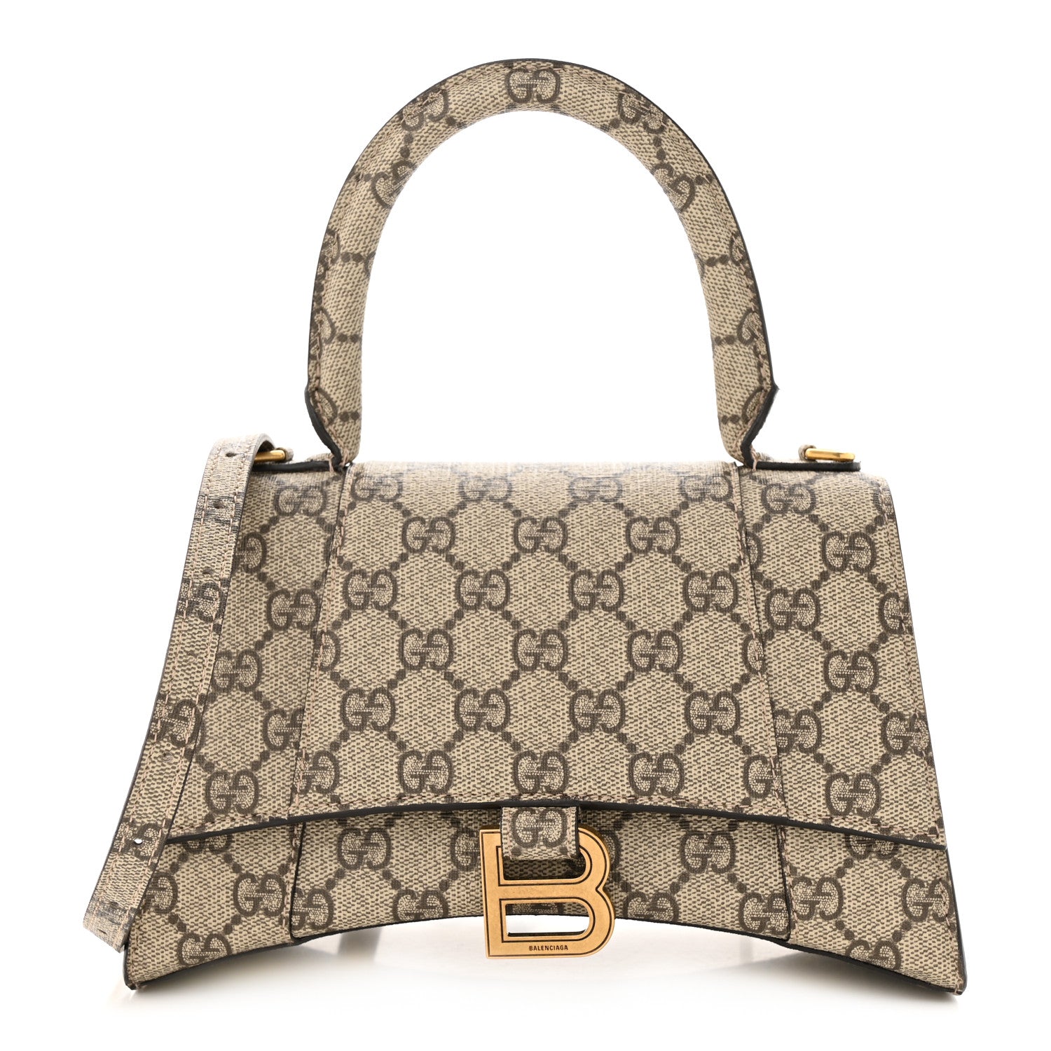 Balenciaga X GUCCI GG Supreme Monogram Small Hourglass Top Handle Bag Beige Ebony 1 of 11