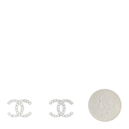 Chanel Crystal CC Earrings Silver 2 of 5