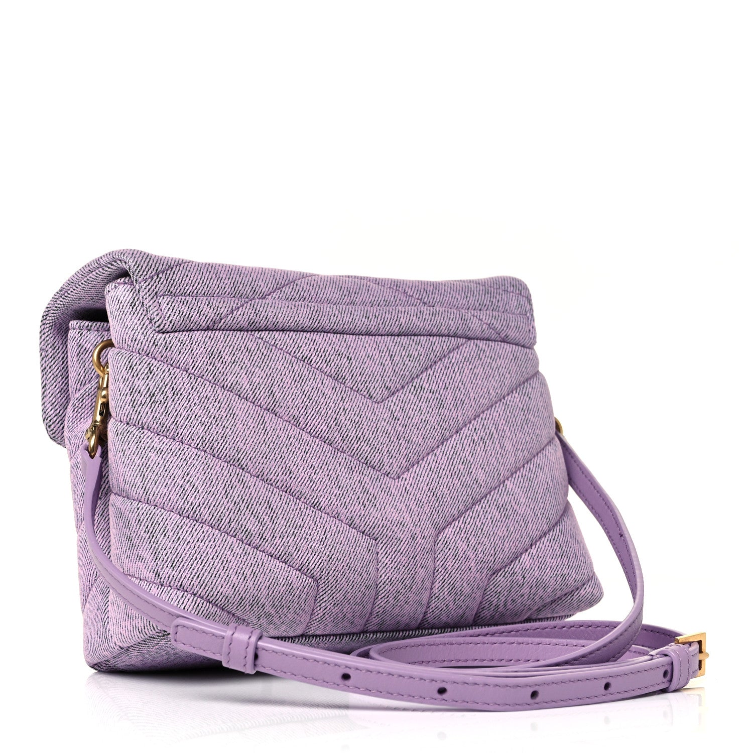 Saint Laurent Denim Y Quilted Monogram Toy Loulou Crossbody Bag Bleached Lilac 4 of 10
