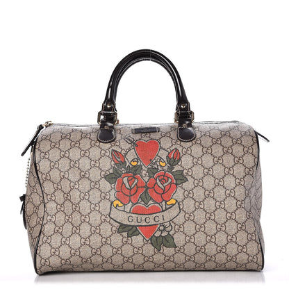 Gucci GG Plus Monogram Tattoo Heart Medium Joy Boston Dark Brown 1 of 8