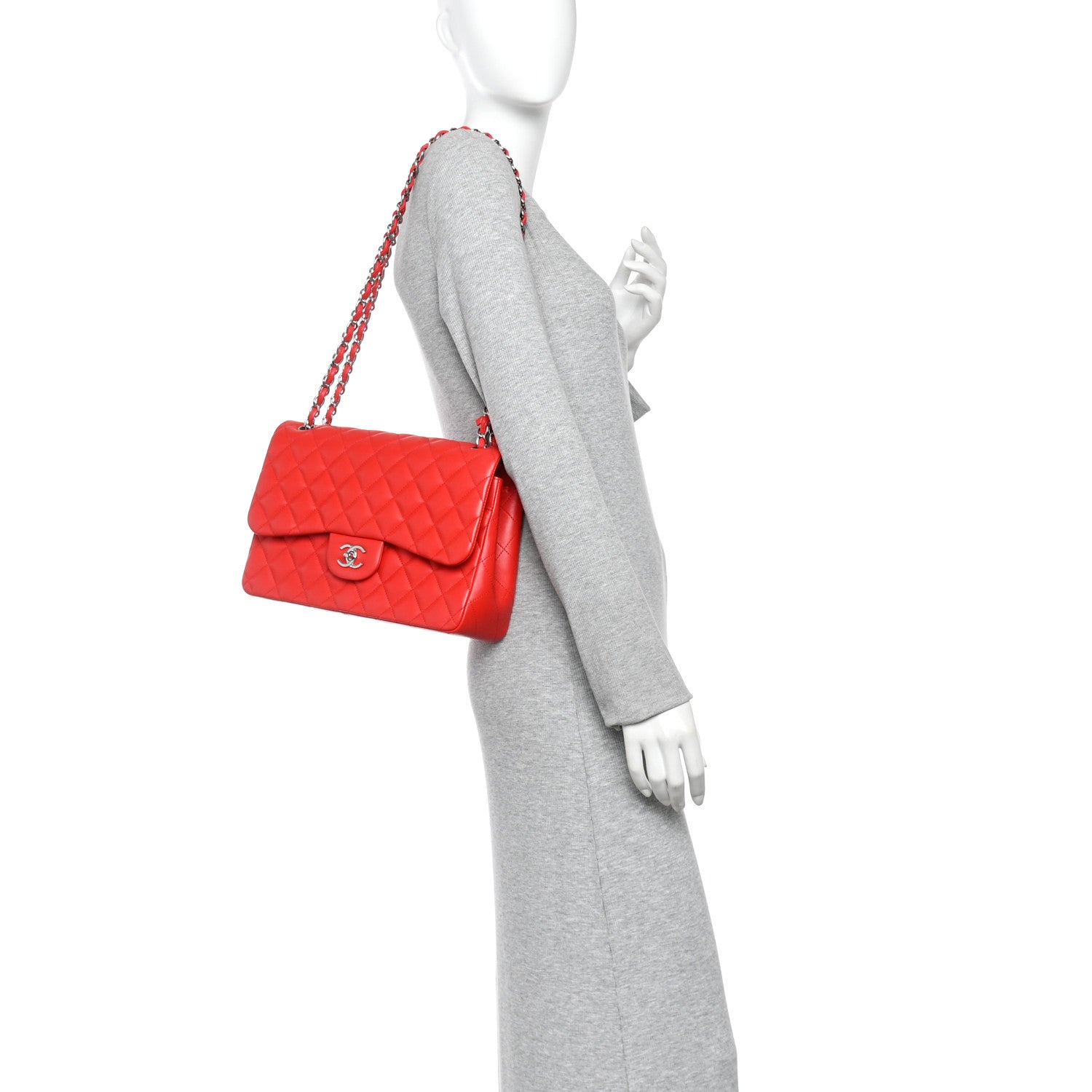 Chanel Lambskin Quilted Jumbo Double Flap Red 2 of 12