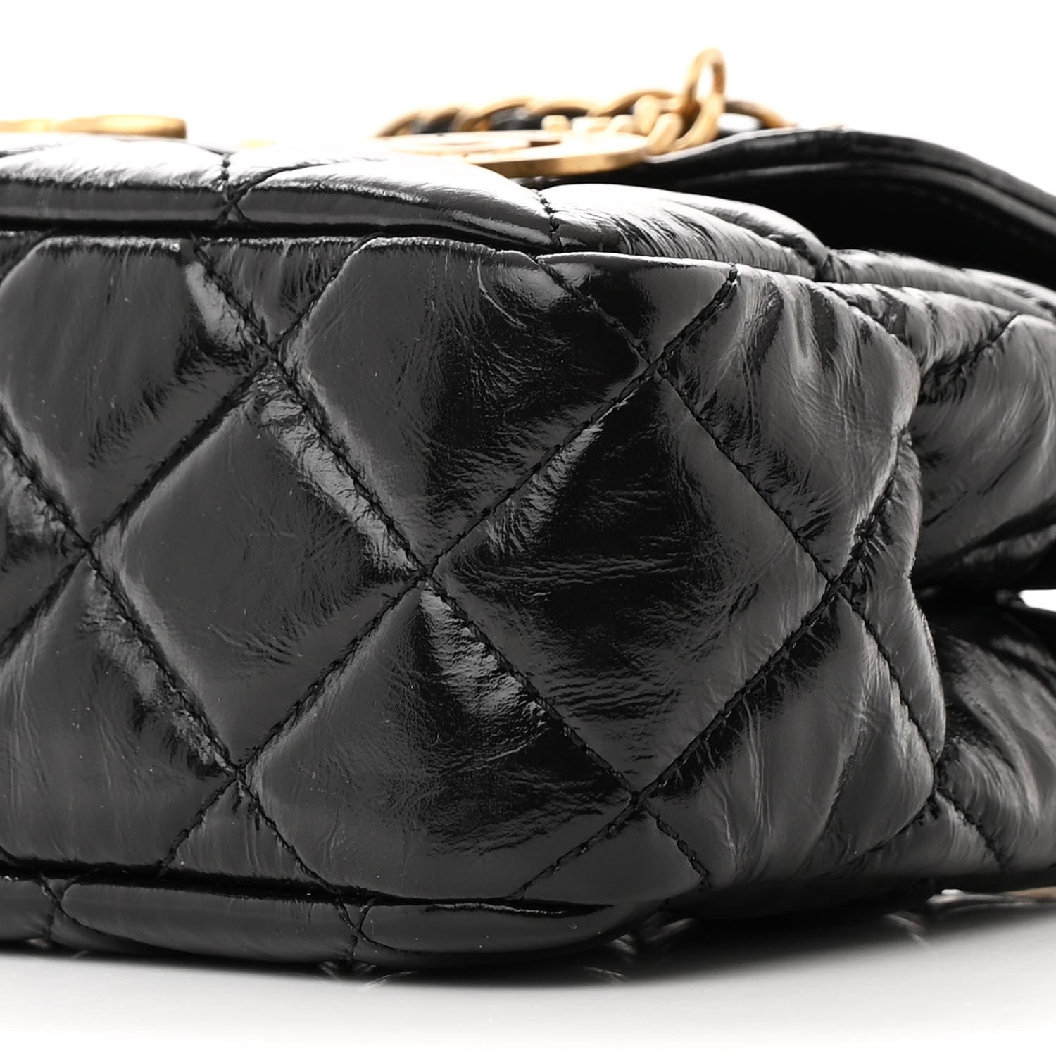 Chanel Shiny Crumpled Calfskin Quilted Small Wavy CC Hobo Black 10 of 14