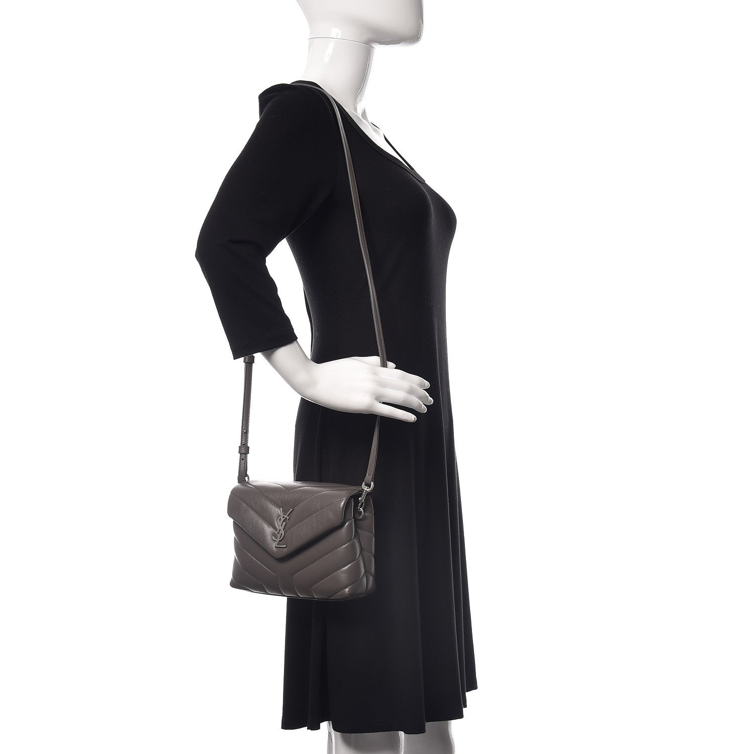 Saint Laurent Calfskin Y Quilted Monogram Toy Loulou Crossbody Bag Earth 2 of 10