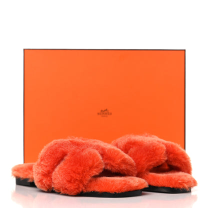 Hermes Woolskin Oran Sandals 35.5 Orange 8 of 8