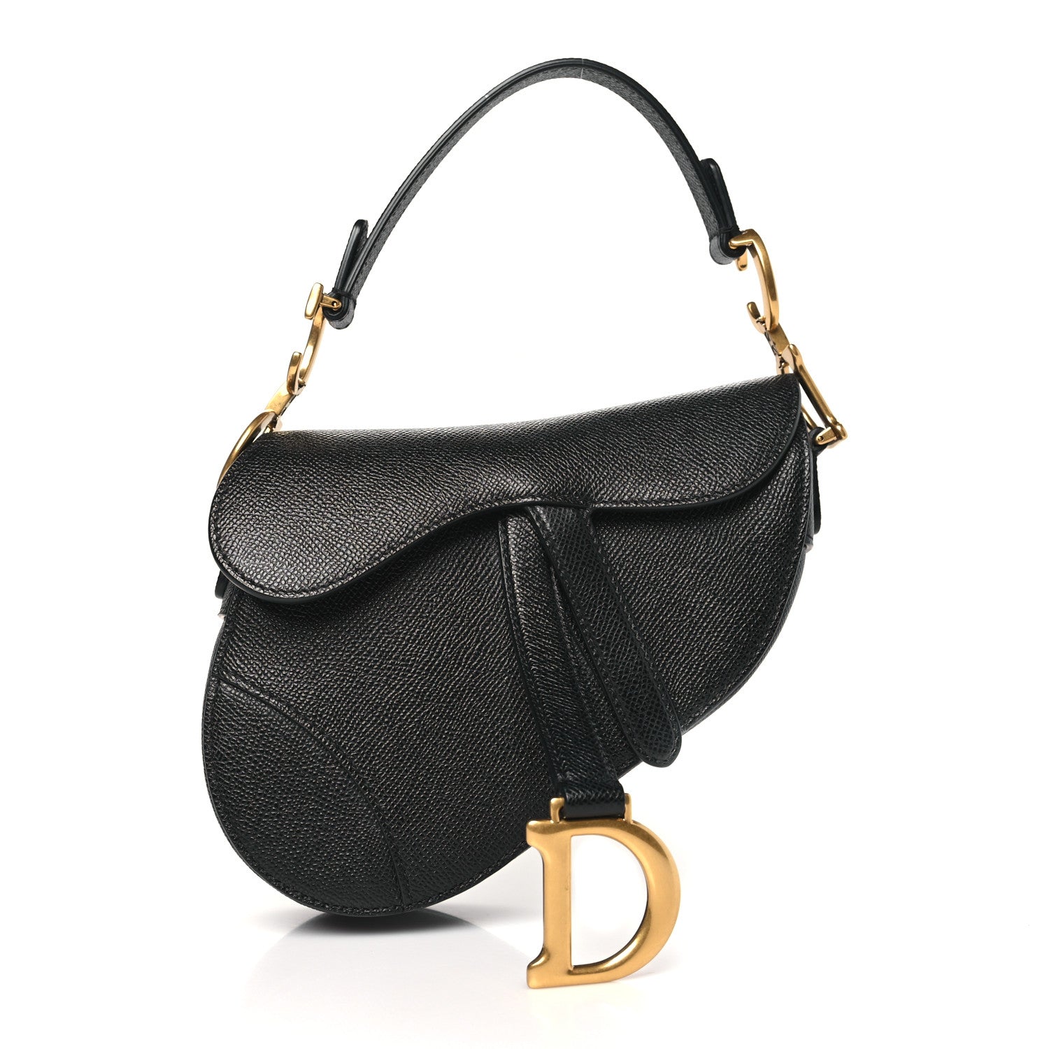Christian Dior Grained Calfskin Mini Saddle Bag Black 1 of 11
