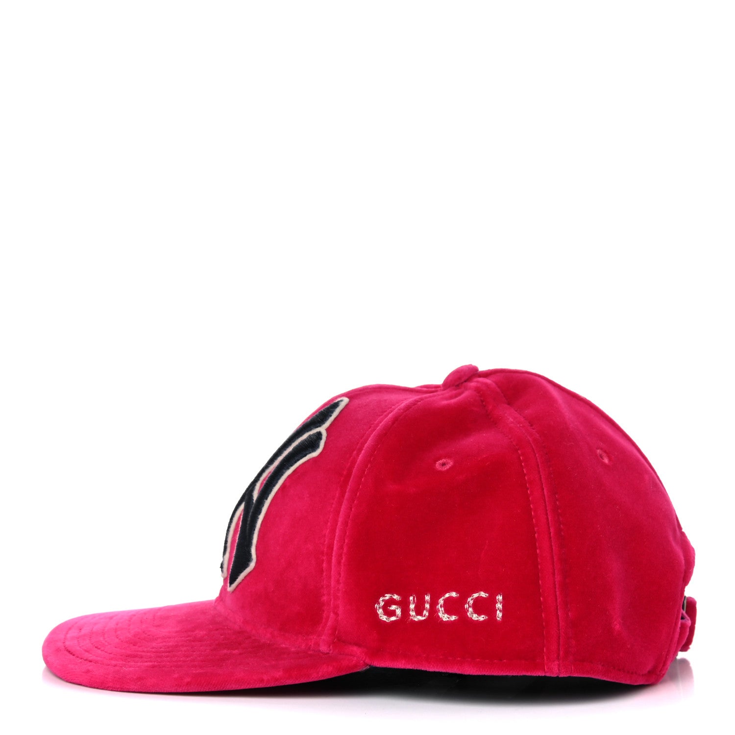 Gucci X MLB Velvet NY Yankees Baseball Hat 55-59 Pink 2 of 9