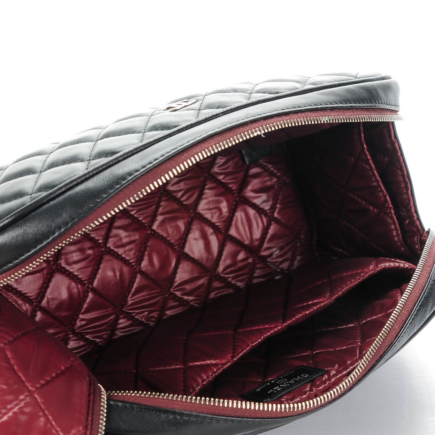 Lambskin Quilted Large Toiletry Case Black