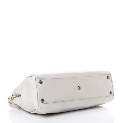 Fendi Vitello Suede Medium Peekaboo Iconic Satchel White 3 of 12
