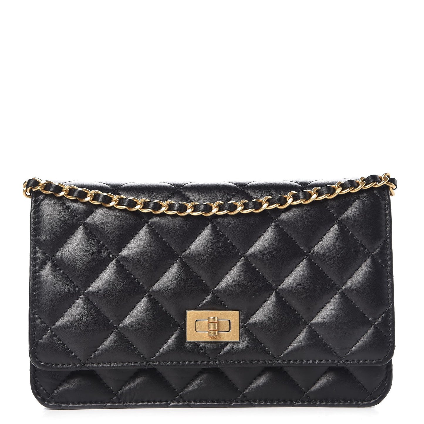Aged Calfskin Quilted Reissue Wallet On Chain WOC Black