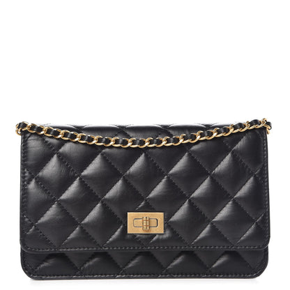 Chanel Aged Calfskin Quilted Reissue Wallet On Chain WOC Black 1 of 9