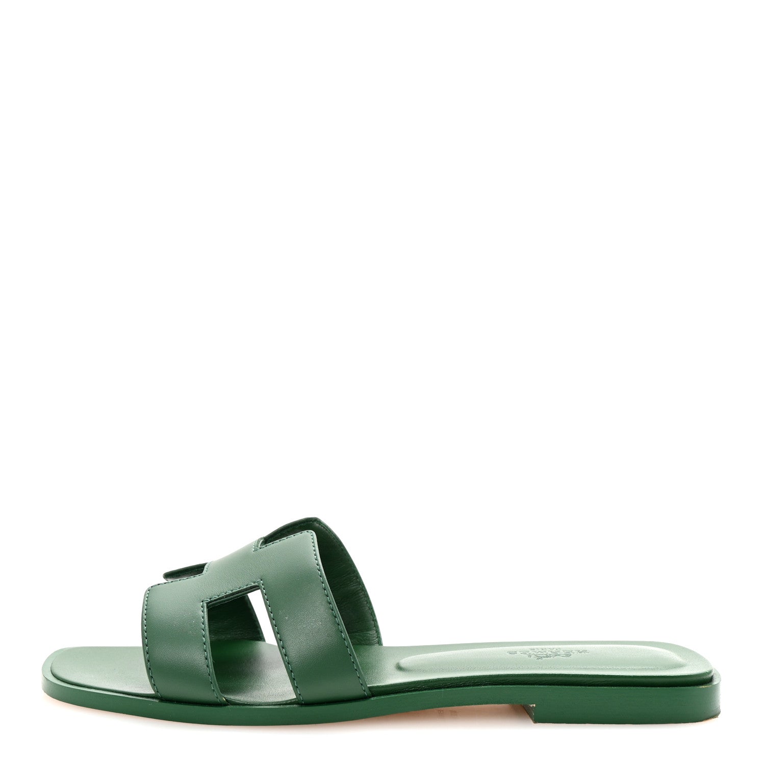 Hermes Calfskin Oran Sandals 38 Vert Electrique 1 of 10