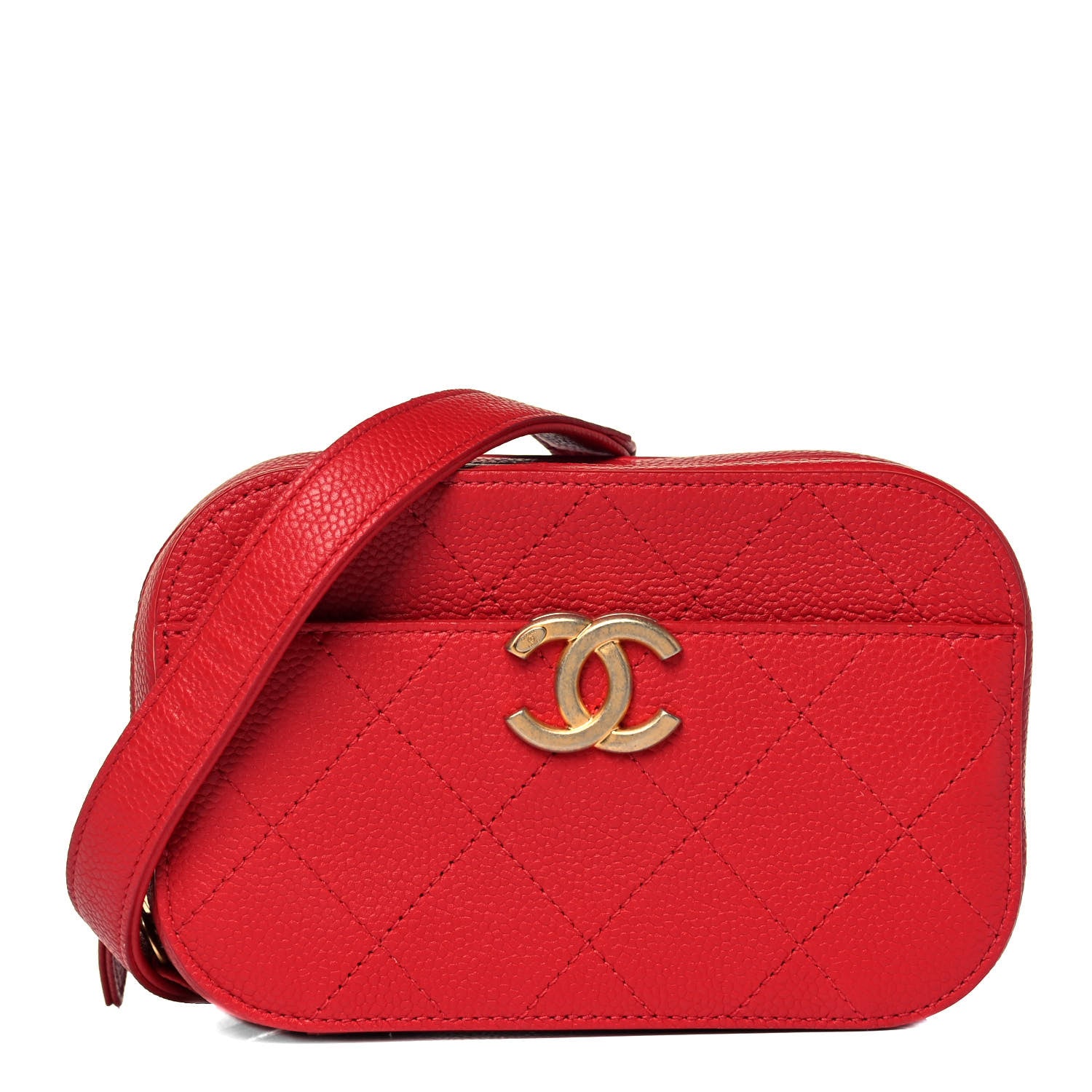 Chanel Grained Calfskin Quilted Waist Bag Red 1 of 9