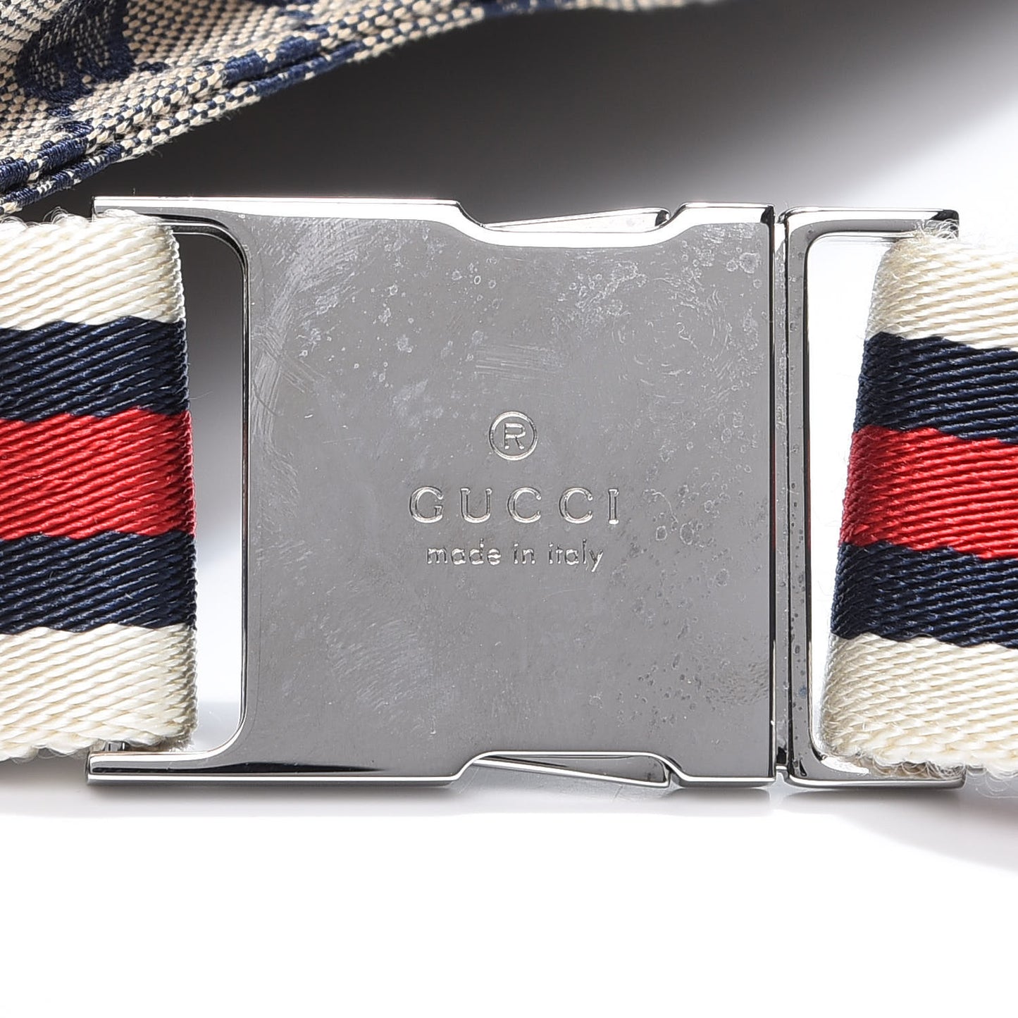 GG Monogram Web Double Pocket Belt Bag Navy