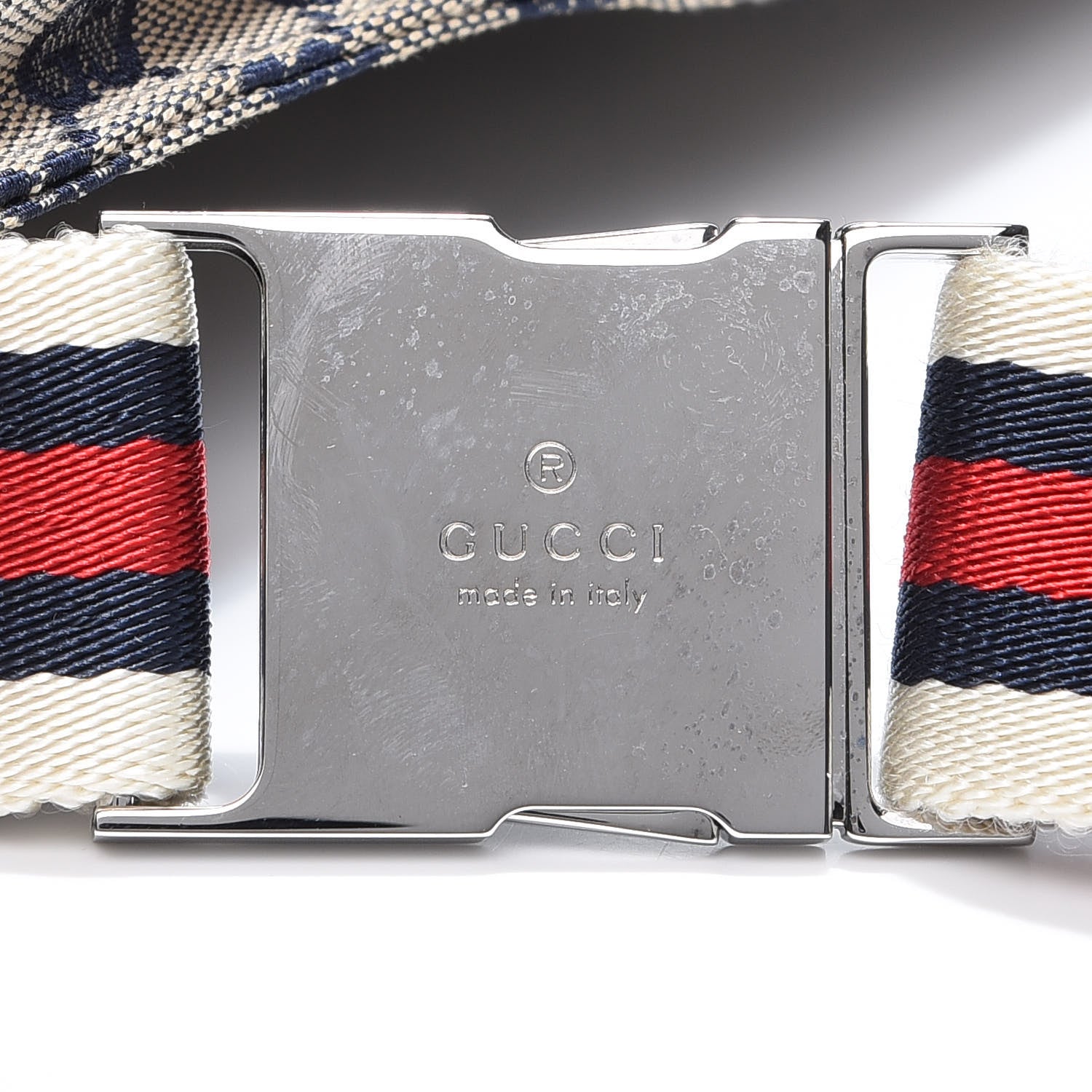 Gucci GG Monogram Web Double Pocket Belt Bag Navy 12 of 15