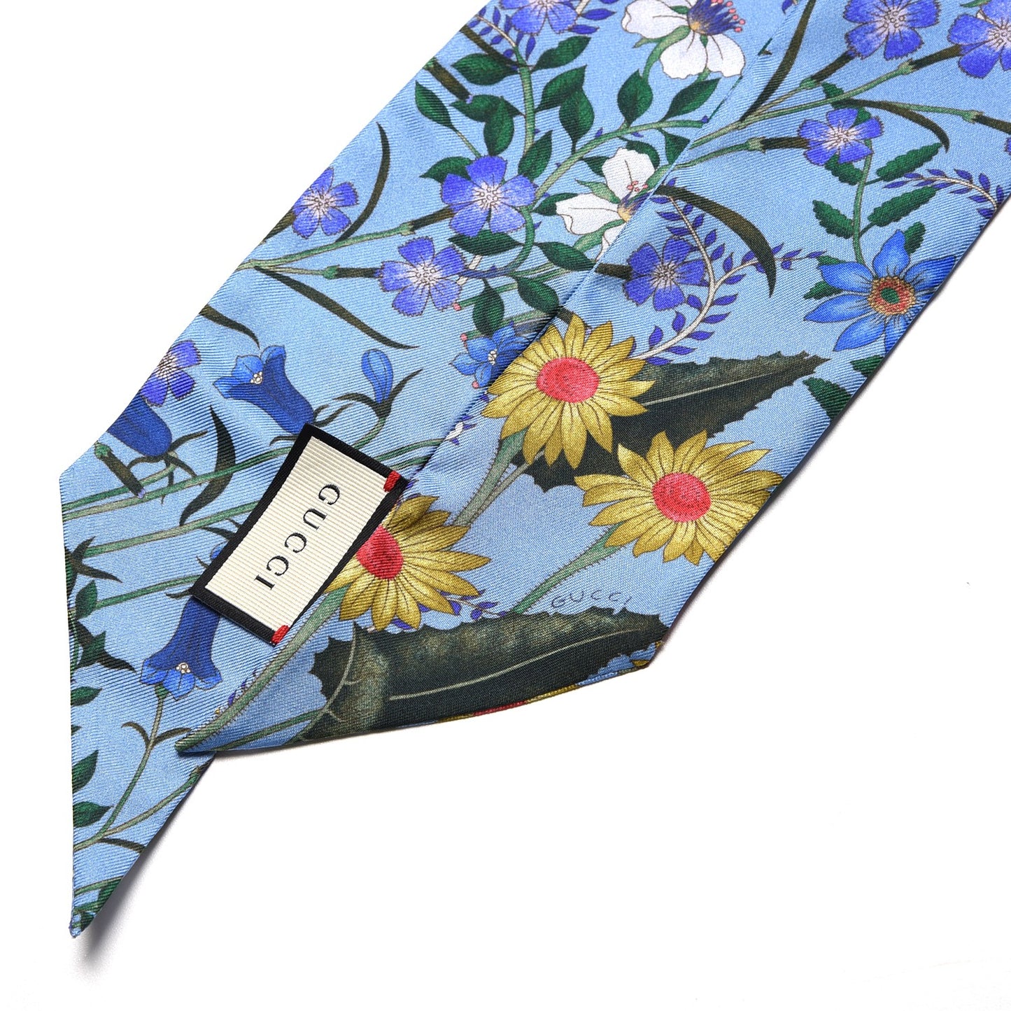 Silk Twill Newflora Neck Bow Scarf Bluette