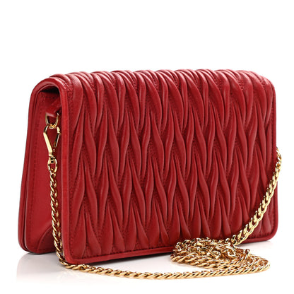 Miu Miu Nappa Matelasse Flap Clutch Red 3 of 12