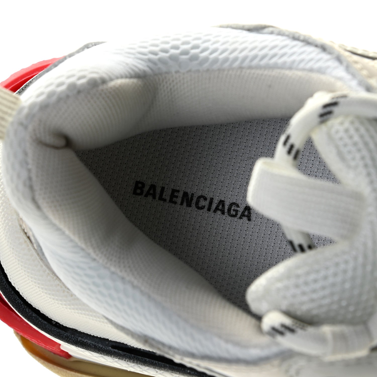Balenciaga Fabric Mesh Womens Triple S Sneakers 38 Grey Red White 6 of 10