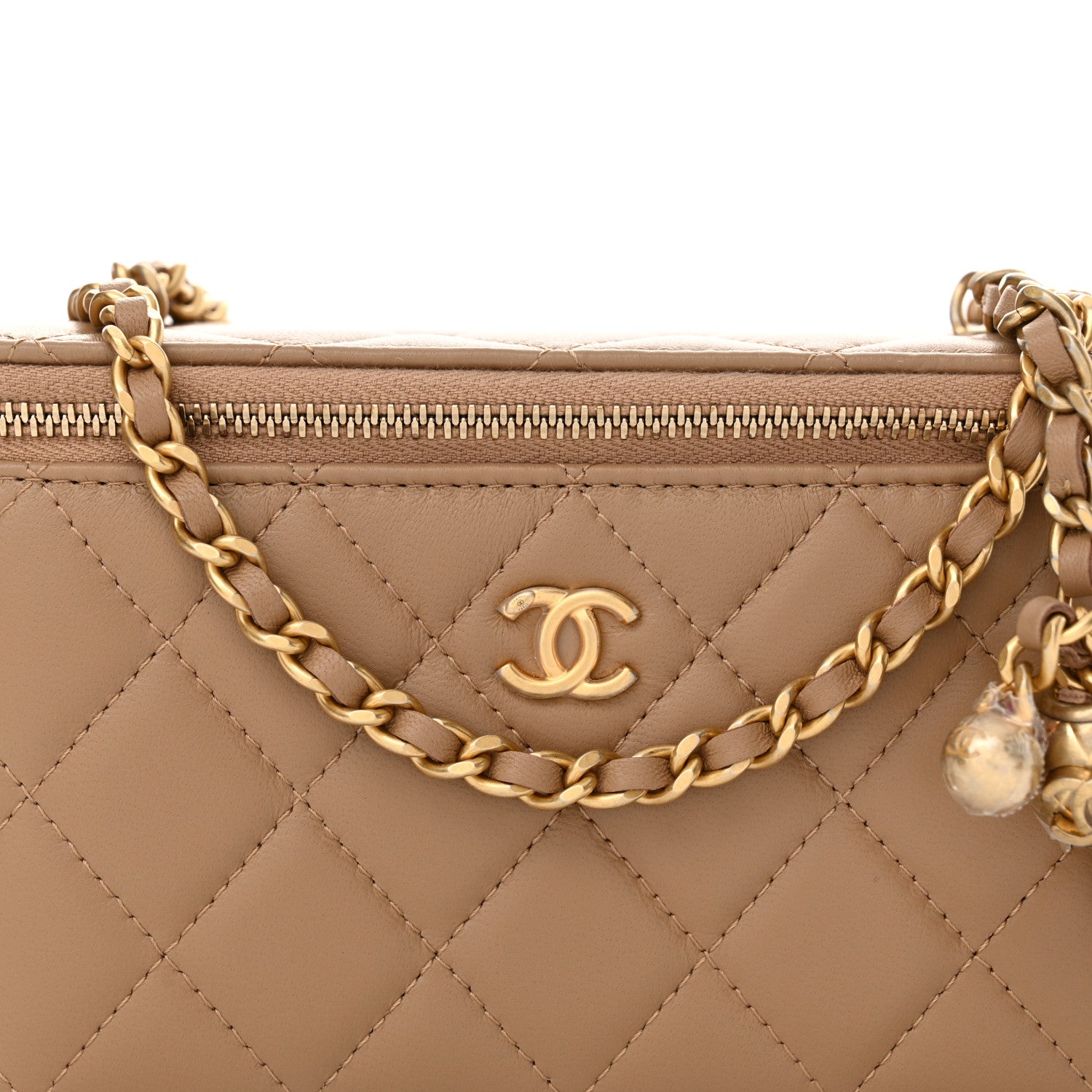Chanel Lambskin Quilted Pearl Crush Small Vanity Case With Chain Dark Beige 8 of 11