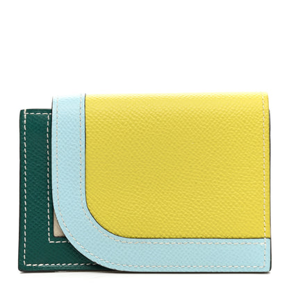 Hermes Epsom Camail Combined Coin Purse Lime Malachite Rose Azalee 1 of 7