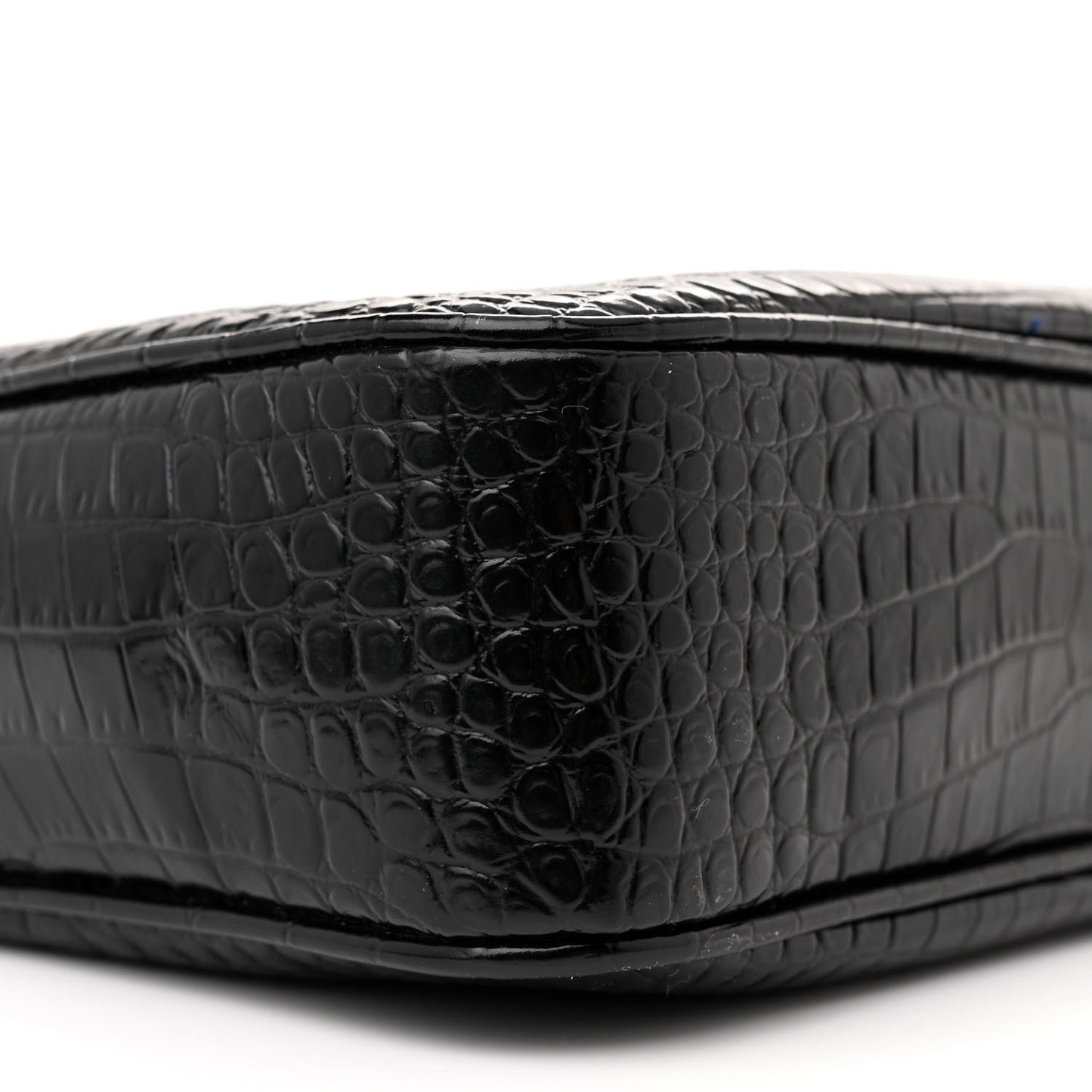Patent Calfskin Crocodile Embossed Monogram Lou Camera Bag Black