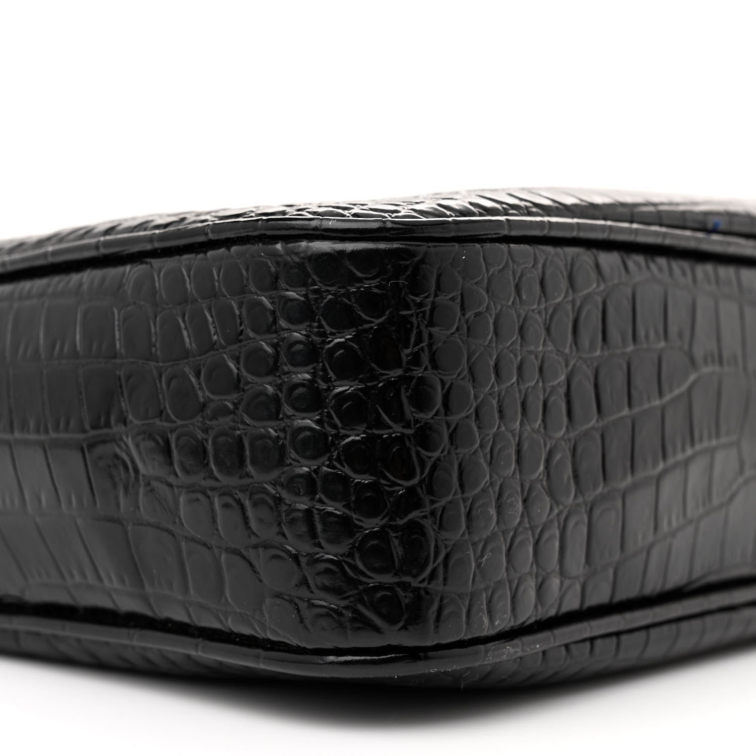 Saint Laurent Patent Calfskin Crocodile Embossed Monogram Lou Camera Bag Black 9 of 12