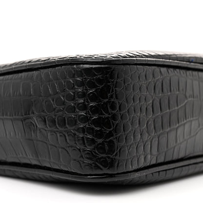 Saint Laurent Patent Calfskin Crocodile Embossed Monogram Lou Camera Bag Black 9 of 12