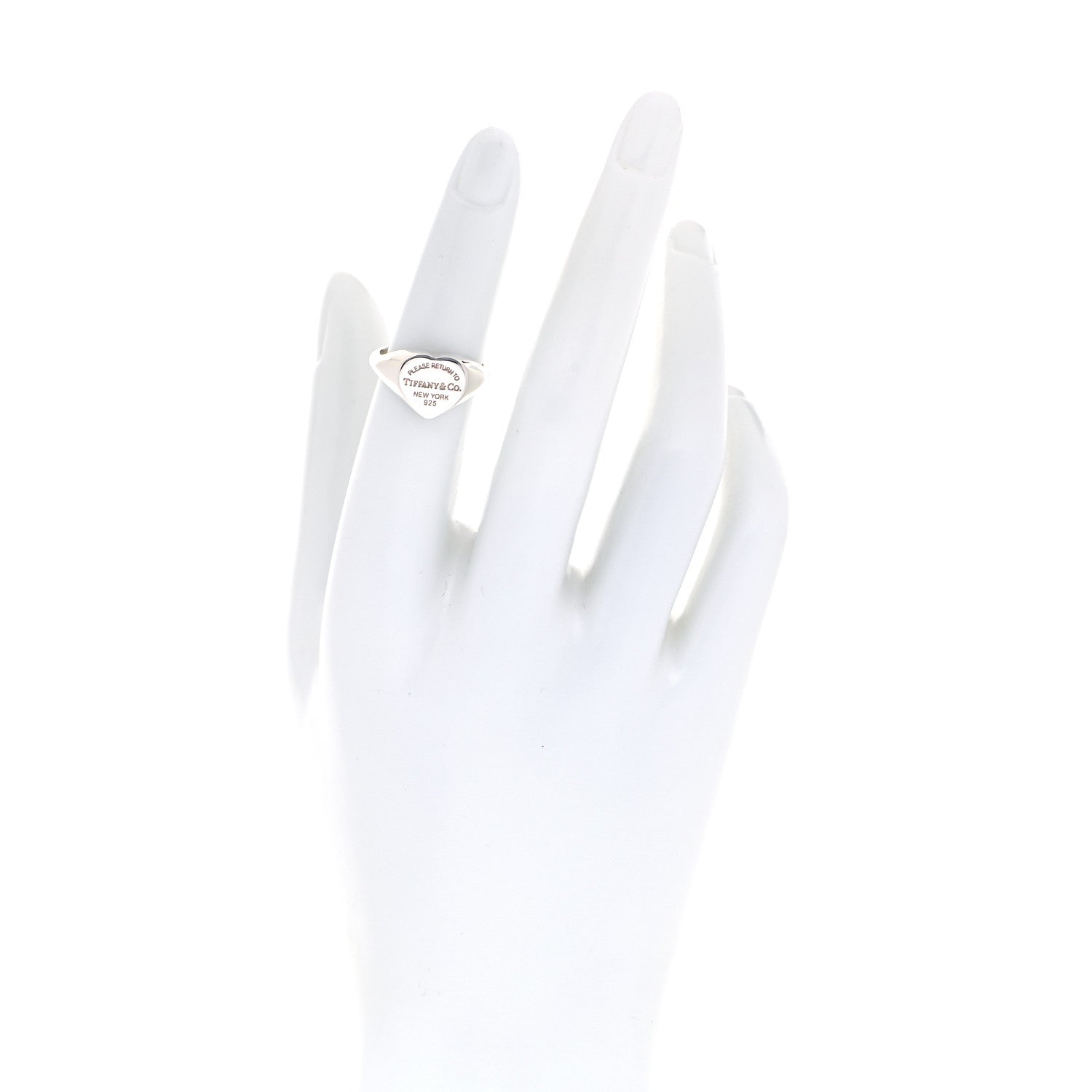 Tiffany Sterling Silver Return to Tiffany Heart Signet Ring 50 5.25 2 of 5