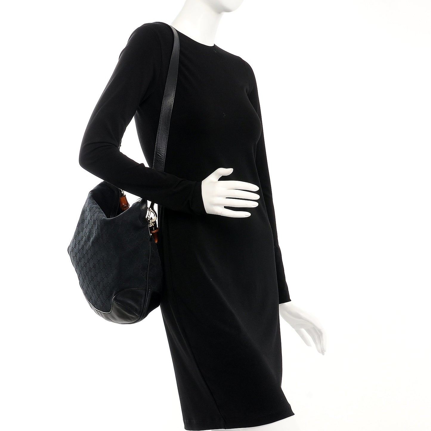 Monogram Medium Peggy Bamboo Top Handle Bag Black