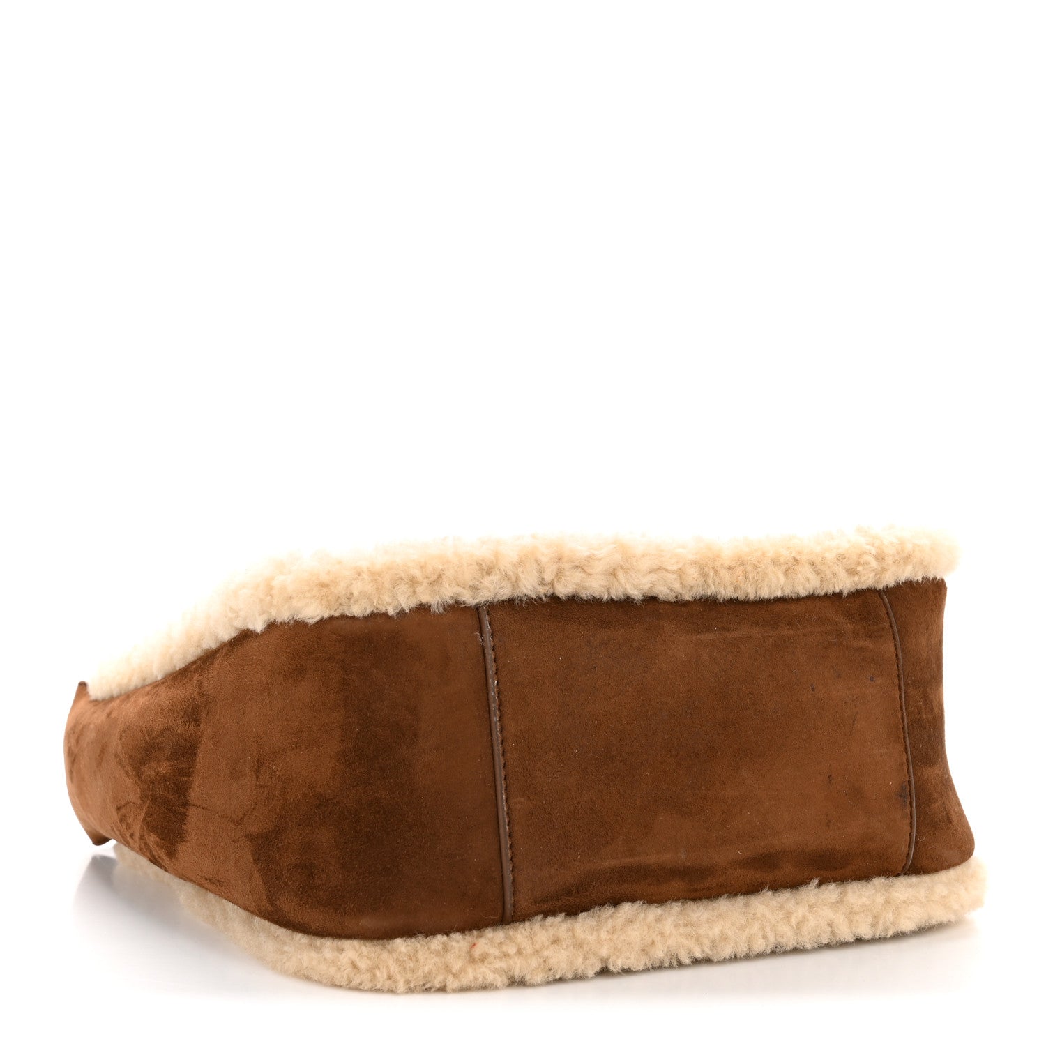 Saint Laurent Suede Shearling Small Le 5 A 7 Soft Hobo  Dark Sigaro Natural Beige 4 of 11