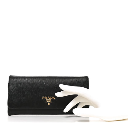 Prada Vitello Move Continental Flap Wallet Black 2 of 9