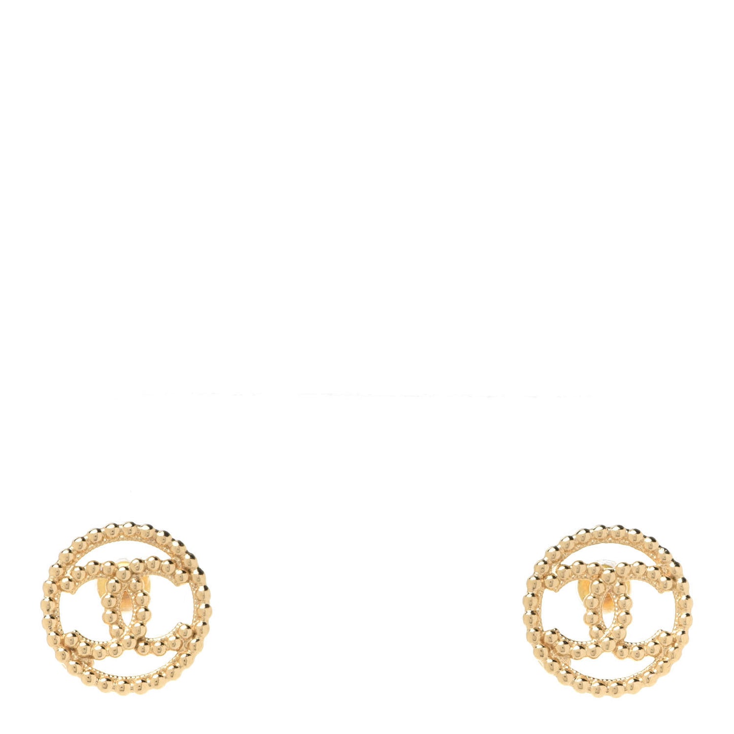 Metal Bead Round CC Stud Earrings Gold