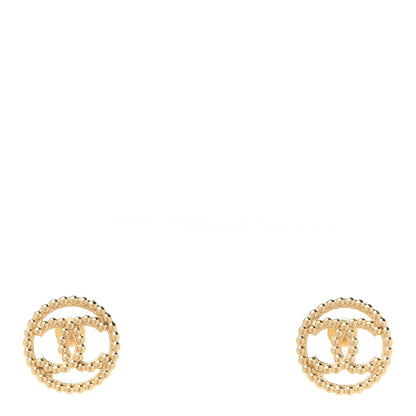 Chanel Metal Bead Round CC Stud Earrings Gold 1 of 5