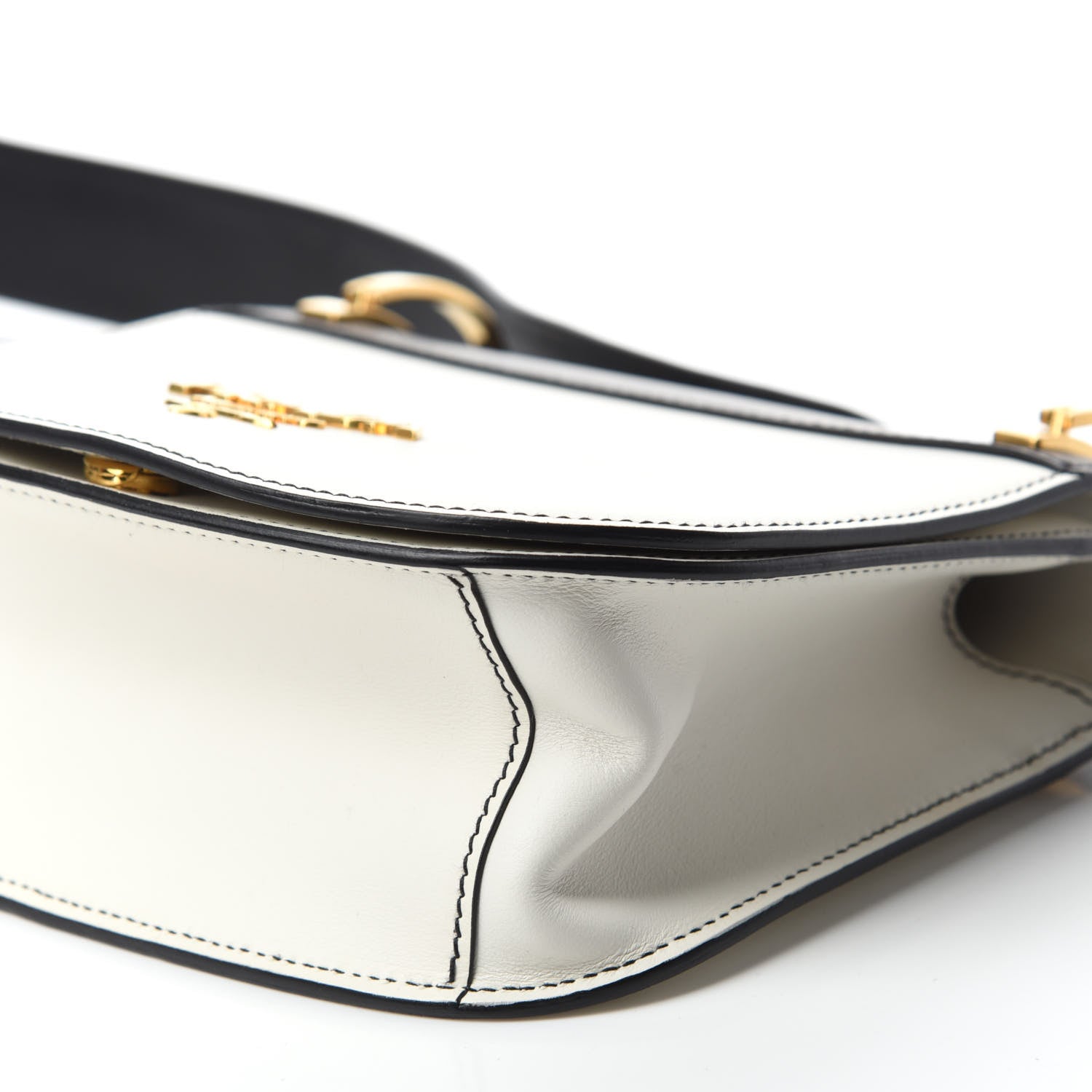 Prada City Calf Pionniere Saddle Bag Black White 7 of 9